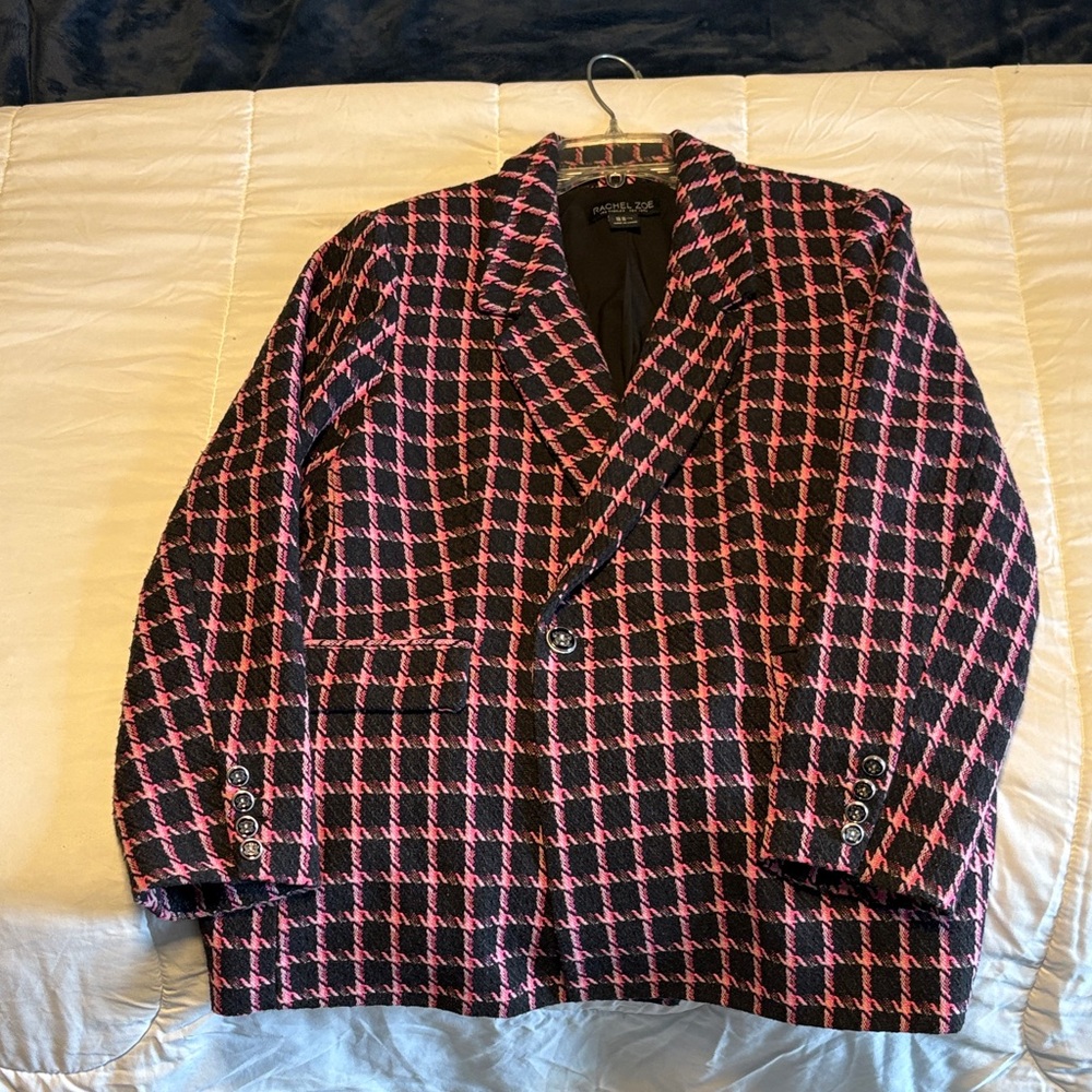Rachel Zoe Pink and Black Patterned Blazer